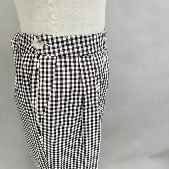 ASOS brown/white gingham pleat front high rise trouser Size 10 Cotton - Picture 11 of 16
